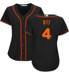 Women's Majestic San Francisco Giants #4 Mel Ott Authentic Black Alternate Cool Base MLB Jersey