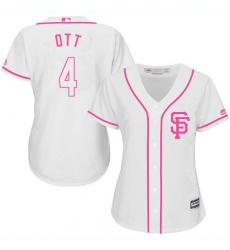 Women's Majestic San Francisco Giants #4 Mel Ott Authentic White Fashion Cool Base MLB Jersey