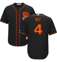 Youth Majestic San Francisco Giants #4 Mel Ott Authentic Black Alternate Cool Base MLB Jersey