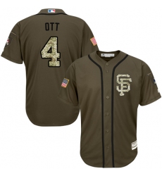 Youth Majestic San Francisco Giants #4 Mel Ott Authentic Green Salute to Service MLB Jersey