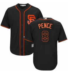 Men's Majestic San Francisco Giants #8 Hunter Pence Authentic Black Team Logo Fashion Cool Base MLB Jersey