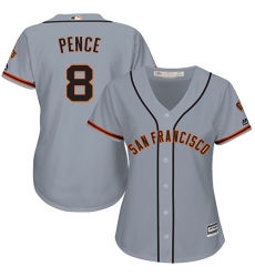 Women's Majestic San Francisco Giants #8 Hunter Pence Authentic Grey Road Cool Base MLB Jersey