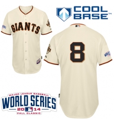 Youth Majestic San Francisco Giants #8 Hunter Pence Replica Cream Home Cool Base 2014 World Series Patch MLB Jersey