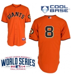 Youth Majestic San Francisco Giants #8 Hunter Pence Replica Orange Alternate Cool Base 2014 World Series Patch MLB Jersey