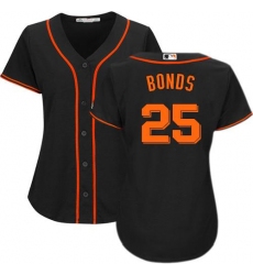 Women's Majestic San Francisco Giants #25 Barry Bonds Authentic Black Alternate Cool Base MLB Jersey