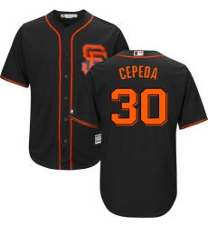 Men's Majestic San Francisco Giants #30 Orlando Cepeda Replica Black Alternate Cool Base MLB Jersey