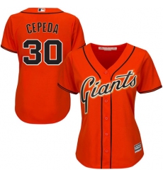 Women's Majestic San Francisco Giants #30 Orlando Cepeda Authentic Orange Alternate Cool Base MLB Jersey