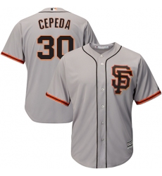 Youth Majestic San Francisco Giants #30 Orlando Cepeda Replica Grey Road 2 Cool Base MLB Jersey