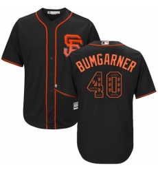 Men's Majestic San Francisco Giants #40 Madison Bumgarner Authentic Black Team Logo Fashion Cool Base MLB Jersey