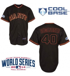 Youth Majestic San Francisco Giants #40 Madison Bumgarner Authentic Black Cool Base w/2014 World Series Patch MLB Jersey