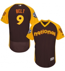 Men's Majestic San Francisco Giants #9 Brandon Belt Brown 2016 All-Star National League BP Authentic Collection Flex Base MLB Jersey