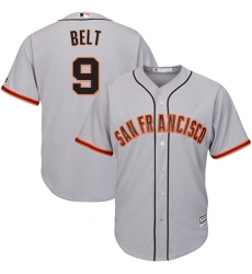 Men's Majestic San Francisco Giants #9 Brandon Belt Replica Grey Road Cool Base MLB Jersey