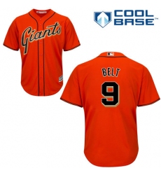 Men's Majestic San Francisco Giants #9 Brandon Belt Replica Orange Alternate Cool Base MLB Jersey