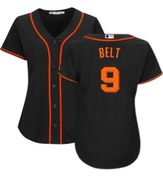 Women's Majestic San Francisco Giants #9 Brandon Belt Authentic Black Alternate Cool Base MLB Jersey