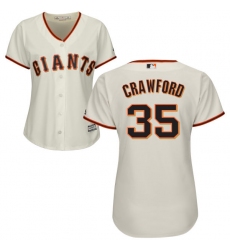 Women's Majestic San Francisco Giants #35 Brandon Crawford Replica Cream Home Cool Base MLB Jersey