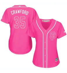 Women's Majestic San Francisco Giants #35 Brandon Crawford Replica Pink Fashion Cool Base MLB Jersey