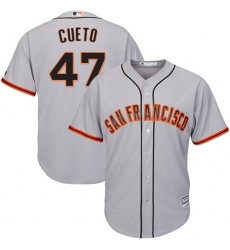 Men's Majestic San Francisco Giants #47 Johnny Cueto Replica Grey Road Cool Base MLB Jersey