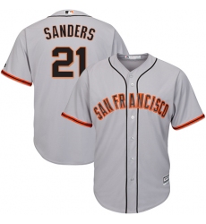 Men's Majestic San Francisco Giants #21 Deion Sanders Replica Grey Road Cool Base MLB Jersey