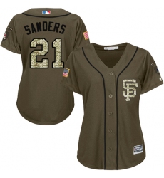 Women's Majestic San Francisco Giants #21 Deion Sanders Authentic Green Salute to Service MLB Jersey