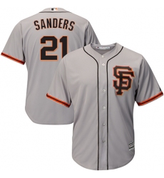 Youth Majestic San Francisco Giants #21 Deion Sanders Authentic Grey Road 2 Cool Base MLB Jersey