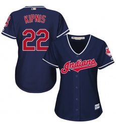 Women's Majestic Cleveland Indians #22 Jason Kipnis Authentic Navy Blue Alternate 1 Cool Base MLB Jersey