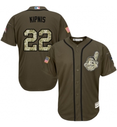 Youth Majestic Cleveland Indians #22 Jason Kipnis Authentic Green Salute to Service MLB Jersey