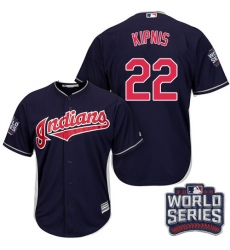 Youth Majestic Cleveland Indians #22 Jason Kipnis Authentic Navy Blue Alternate 1 2016 World Series Bound Cool Base MLB Jersey