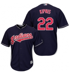 Youth Majestic Cleveland Indians #22 Jason Kipnis Authentic Navy Blue Alternate 1 Cool Base MLB Jersey