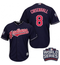 Youth Majestic Cleveland Indians #8 Lonnie Chisenhall Authentic Navy Blue Alternate 1 2016 World Series Bound Cool Base MLB Jersey