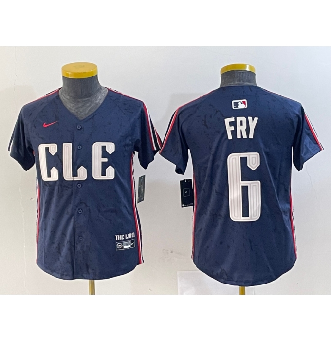 Youth Cleveland Guardians #6 David Fry Navy 2024 City Connect Limited Stitched Jersey