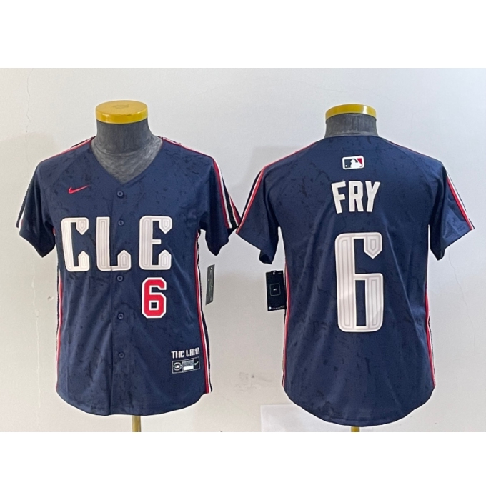 Youth Cleveland Guardians #6 David Fry Navy 2024 City Connect Limited Stitched Jerseys