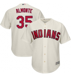 Youth Majestic Cleveland Indians #35 Abraham Almonte Replica Cream Alternate 2 Cool Base MLB Jersey