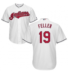 Youth Majestic Cleveland Indians #19 Bob Feller Authentic White Home Cool Base MLB Jersey