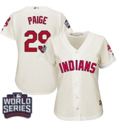 Women's Majestic Cleveland Indians #29 Satchel Paige Authentic Cream Alternate 2 2016 World Series Bound Cool Base MLB Jersey