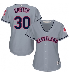 Women's Majestic Cleveland Indians #30 Joe Carter Authentic Grey Road Cool Base MLB Jersey