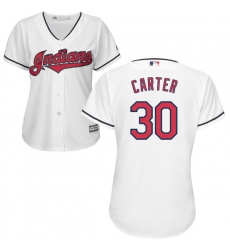 Women's Majestic Cleveland Indians #30 Joe Carter Authentic White Home Cool Base MLB Jersey