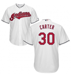 Youth Majestic Cleveland Indians #30 Joe Carter Authentic White Home Cool Base MLB Jersey