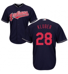 Men's Majestic Cleveland Indians #28 Corey Kluber Replica Navy Blue Alternate 1 Cool Base MLB Jersey