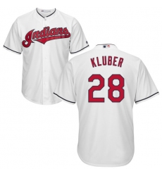 Men's Majestic Cleveland Indians #28 Corey Kluber Replica White Home Cool Base MLB Jersey