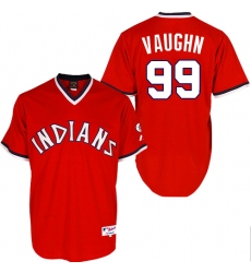 Men's Majestic Cleveland Indians #99 Ricky Vaughn Replica Red 1974 Turn Back The Clock MLB Jersey