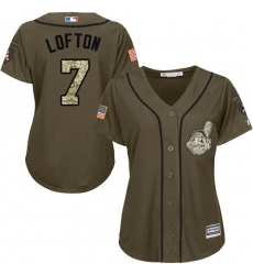 Women's Majestic Cleveland Indians #7 Kenny Lofton Authentic Green Salute to Service MLB Jersey