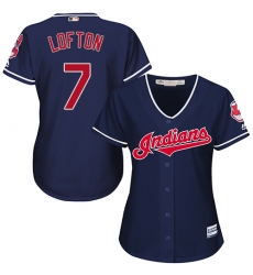 Women's Majestic Cleveland Indians #7 Kenny Lofton Authentic Navy Blue Alternate 1 Cool Base MLB Jersey