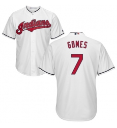 Men's Majestic Cleveland Indians #7 Yan Gomes Replica White Home Cool Base MLB Jersey