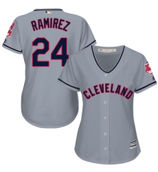 Women's Majestic Cleveland Indians #24 Manny Ramirez Authentic Grey Road Cool Base MLB Jersey