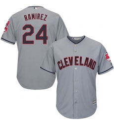 Youth Majestic Cleveland Indians #24 Manny Ramirez Authentic Grey Road Cool Base MLB Jersey