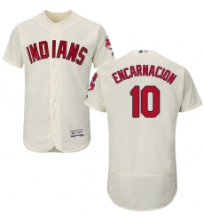 Men's Majestic Cleveland Indians #10 Edwin Encarnacion Cream Flexbase Authentic Collection MLB Jersey