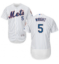 Men's Majestic New York Mets #5 David Wright White Home Flex Base Authentic Collection MLB Jersey