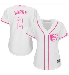 Women's Majestic Baltimore Orioles #2 J.J. Hardy Authentic White Fashion Cool Base MLB Jersey