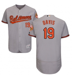 Men's Majestic Baltimore Orioles #19 Chris Davis Grey Road Flex Base Authentic Collection MLB Jersey