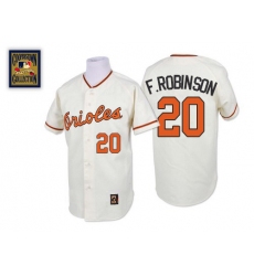 Men's Mitchell and Ness Baltimore Orioles #20 Frank Robinson Authentic White Throwback MLB Jersey